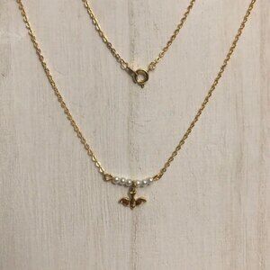 Dainty Gold Tone Dove Necklace